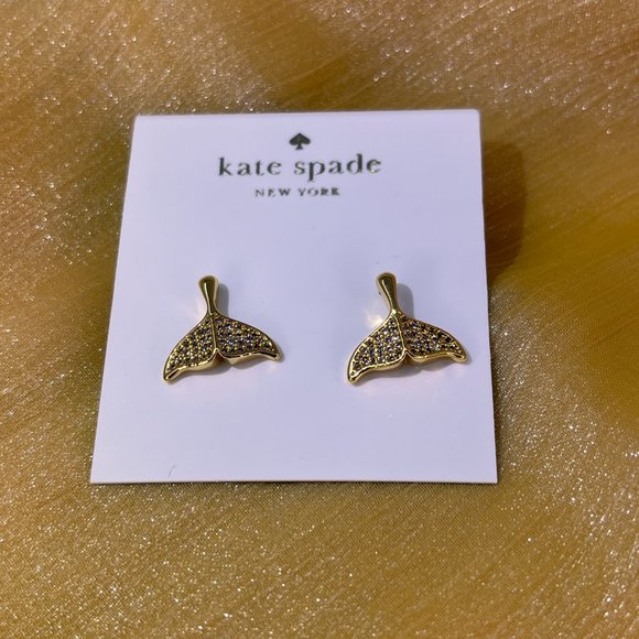Kate Spade Gold Pavé Whale Tail Earrings - Picture 3 of 5